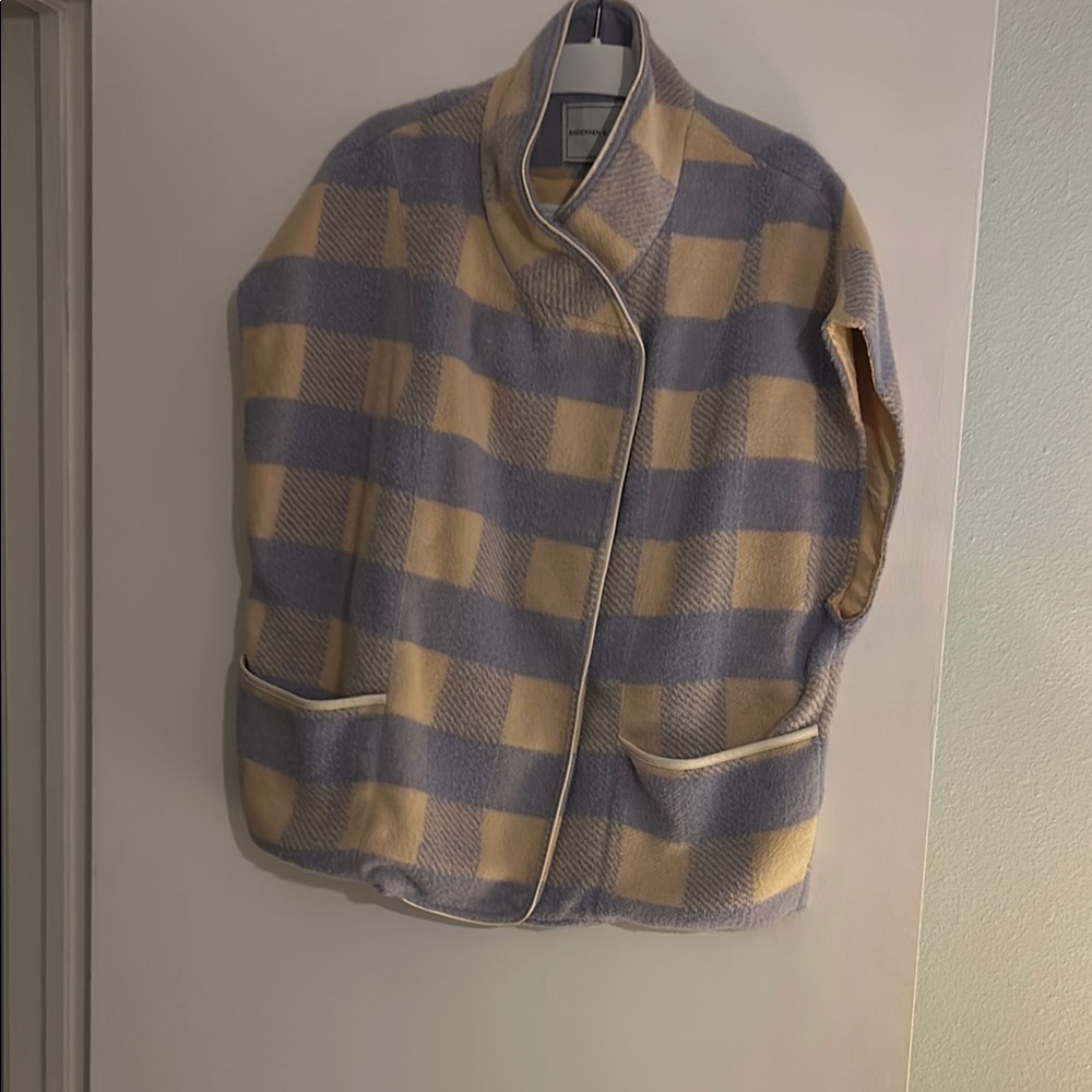 Anthropologie Cream/Lavender Teddy Jacket with Soft Fabric.  OS